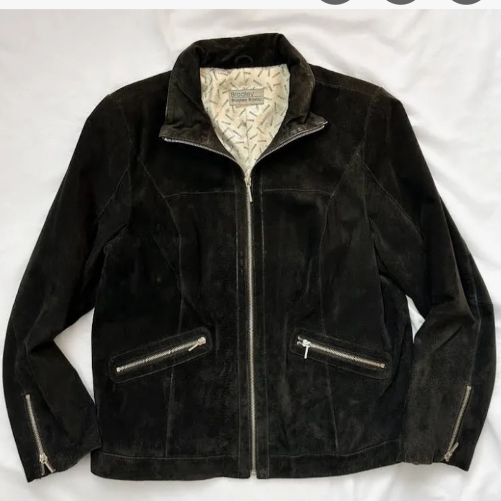 Brooks Brothers Black Suede Bomber Jacket